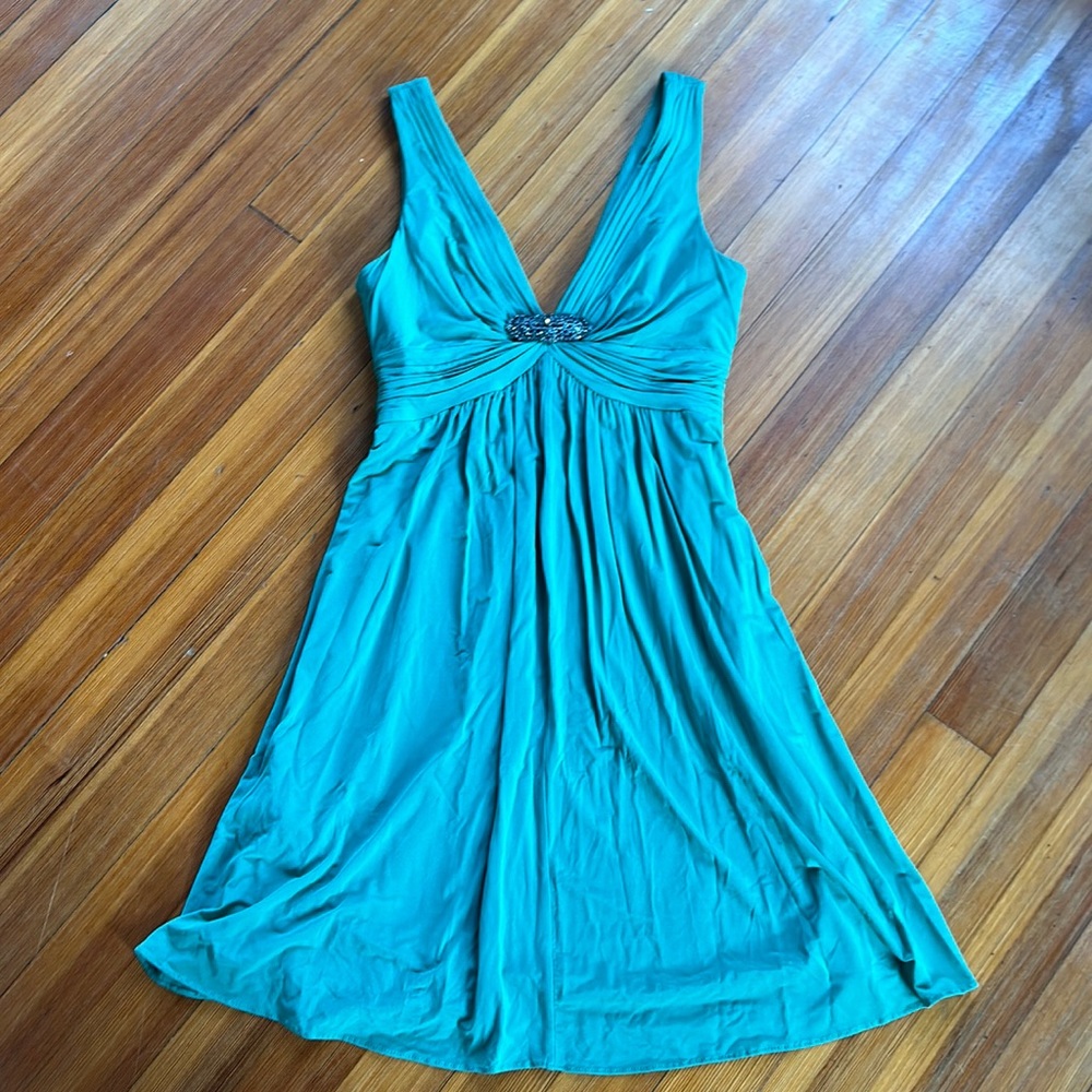 BCBG semi formal Green Dress with Jewel embellishment